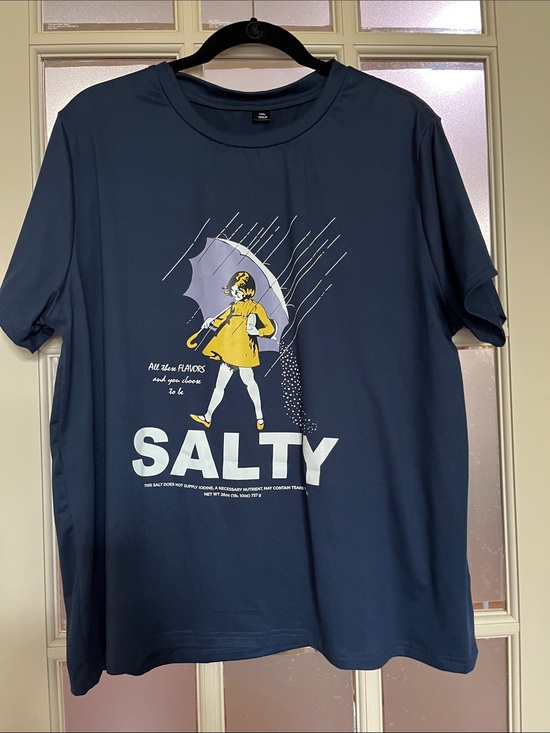 SHEIN Tops - 1X SHEIN Navy Blue Graphic 'SALTY' Short Sleeve Tee with vinyl graphic